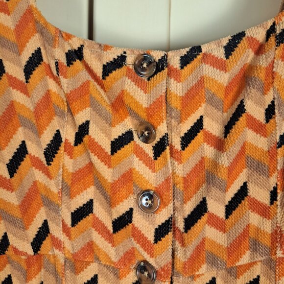 Urban Outfitters Women's Fall Chevron Stripe Corduroy Bib Overalls Sz Large-Flaw - Picture 3 of 16